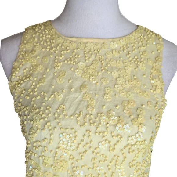 French Connection Beaded Yellow Cocktail Dress Size 2 - Picture 5 of 13